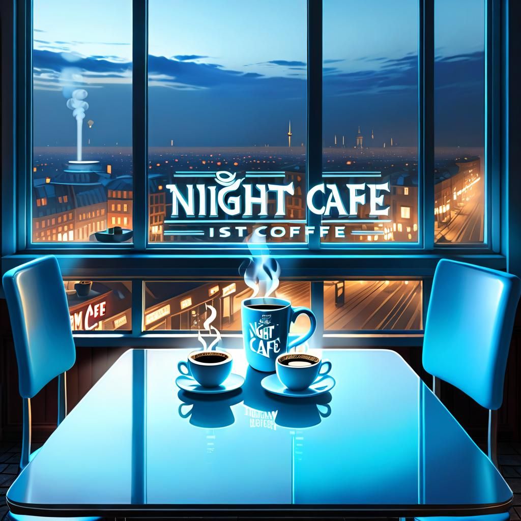 Cozy Nighttime Cafe Scene with Lovers