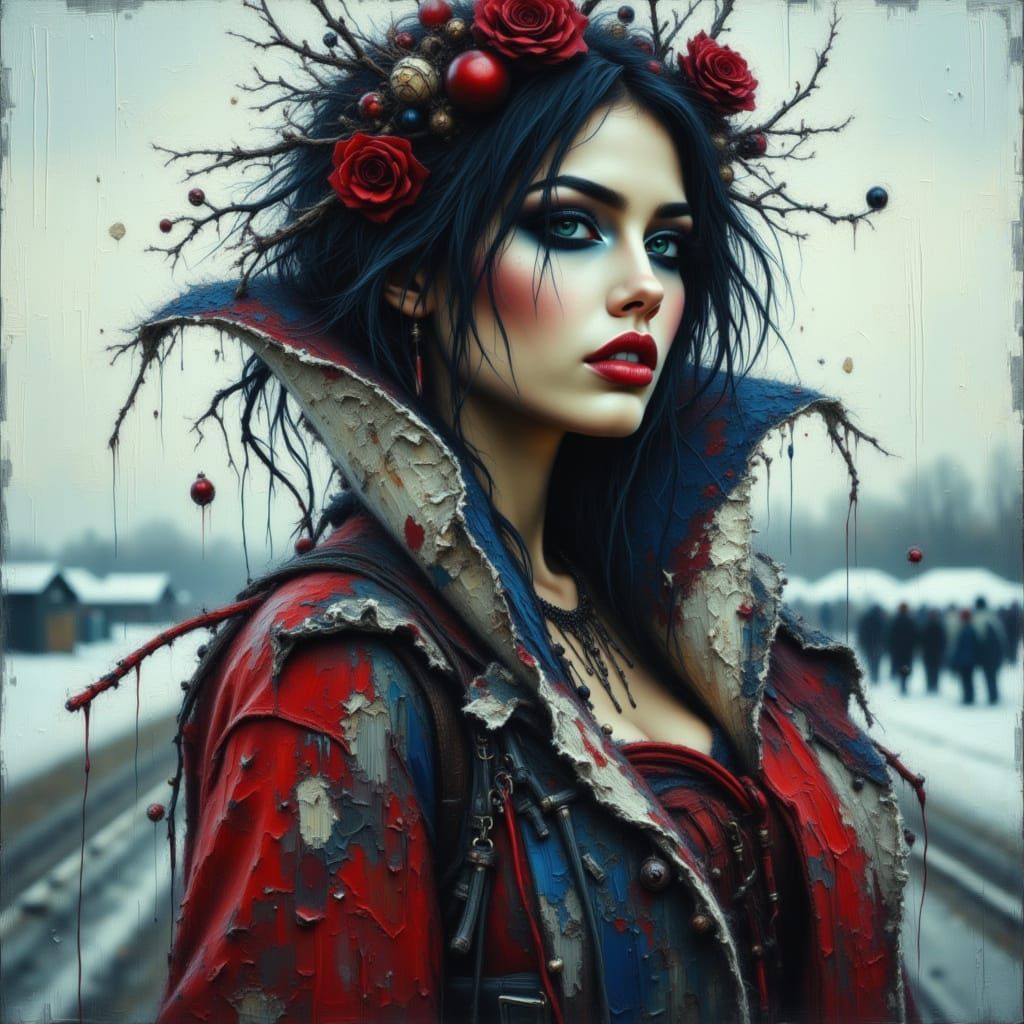 Grunge Snow White in Desolate Ice Landscape