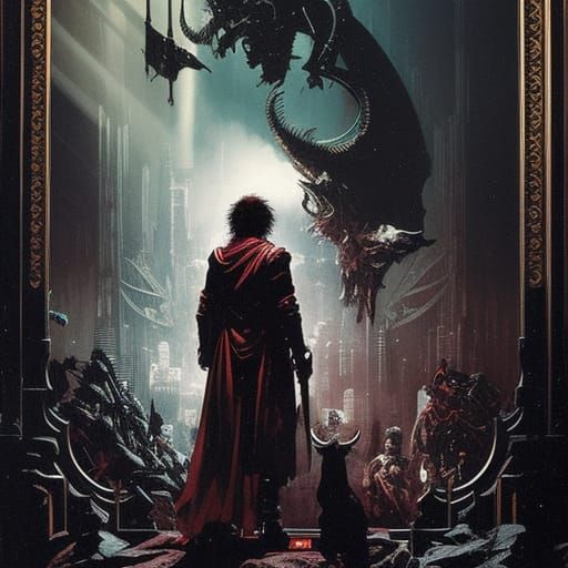 Menacing Goat of Doom in Dark Fantasy Style