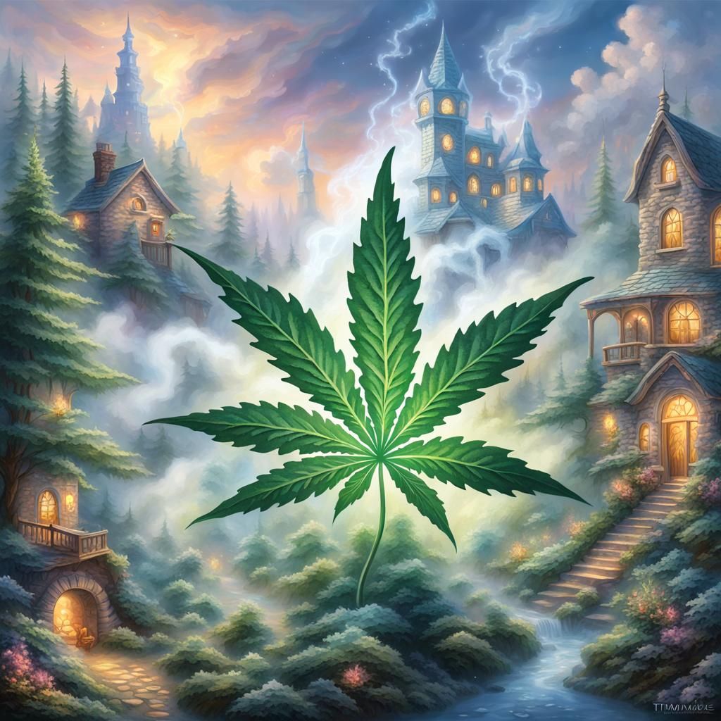 Cannabis Logo in Ethereal Fantasy Style
