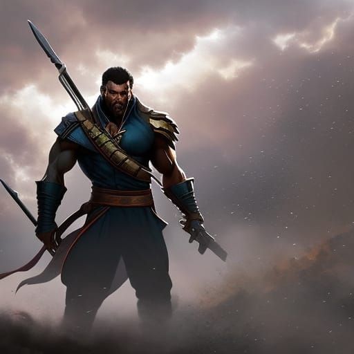 Powerful Man in Storm: Hyperrealistic Splash Art