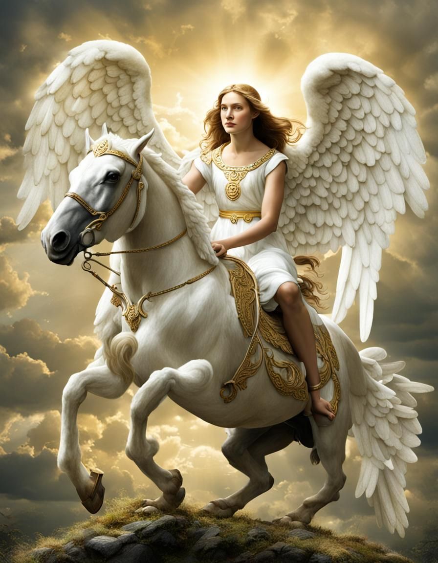 Angel sitting on a Pegasus 3