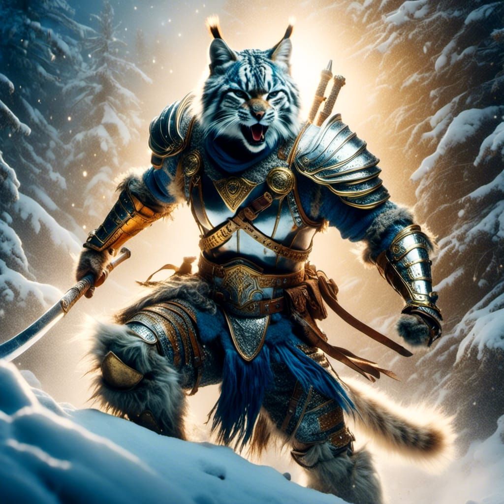 Lynx Paladin tracking his for through the snowy wilderness