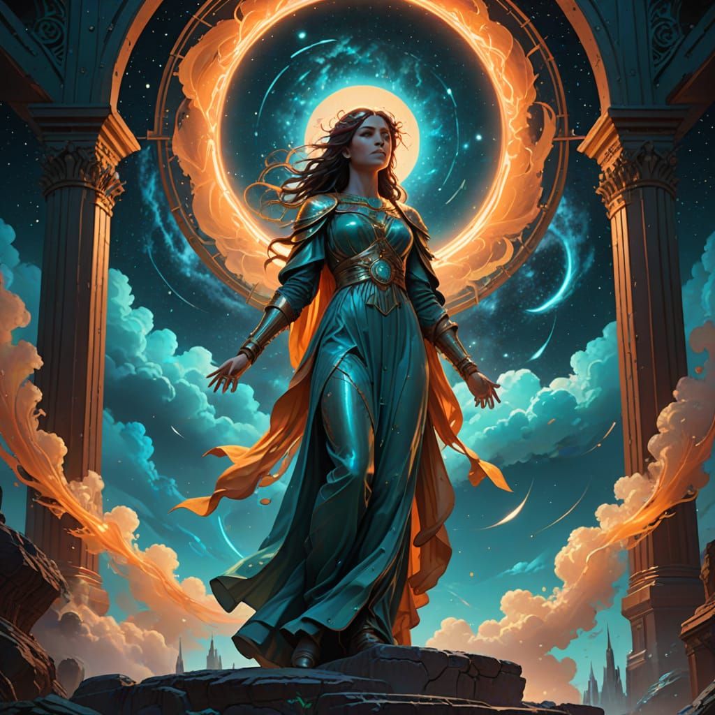 Angels Ascending Through Ethereal Portal in Vibrant Oil Pain...