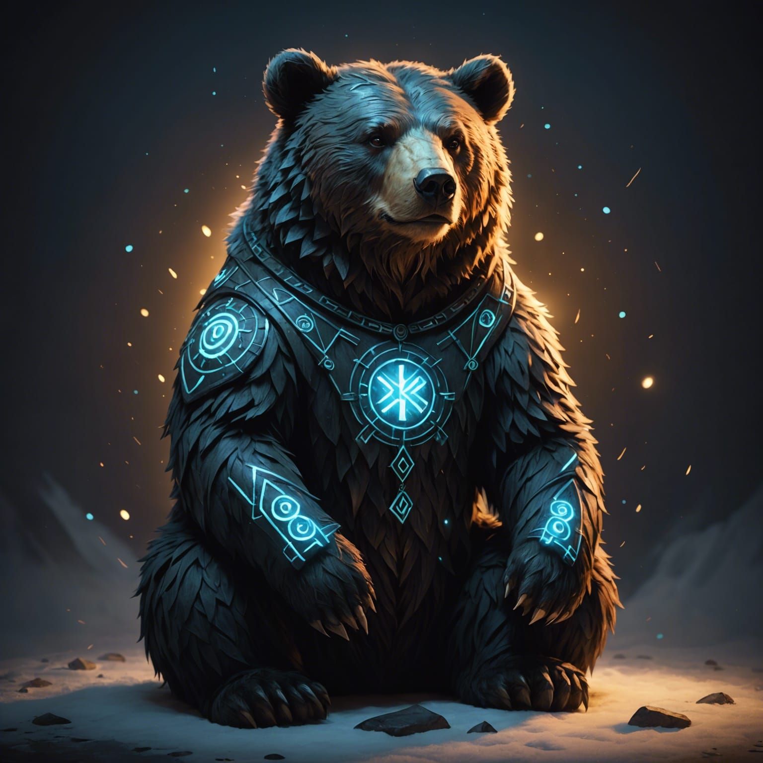 Bear with Glowing Runes in Fur