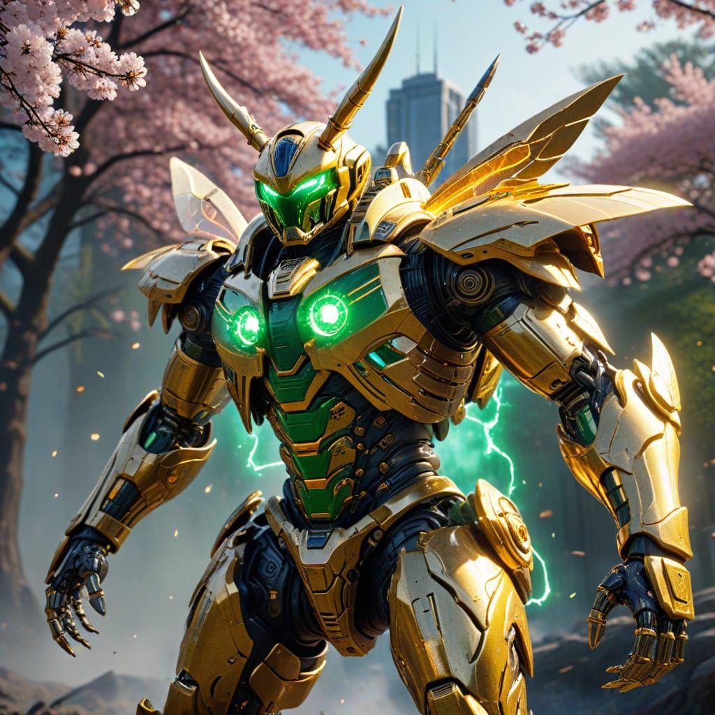 Giant Golden Beetle Zord in Tokusatsu Style