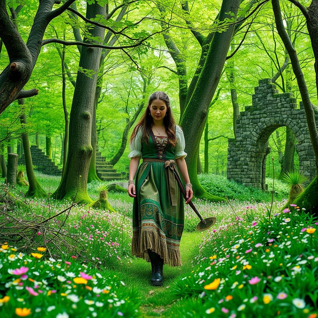 Celtic Woman in Mystical Iron Age Forest
