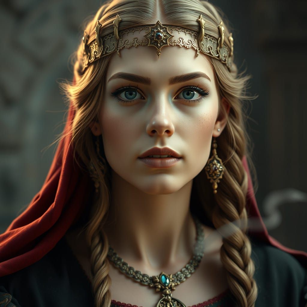 Medieval Royal Court Beauty in Vibrant Fantasy