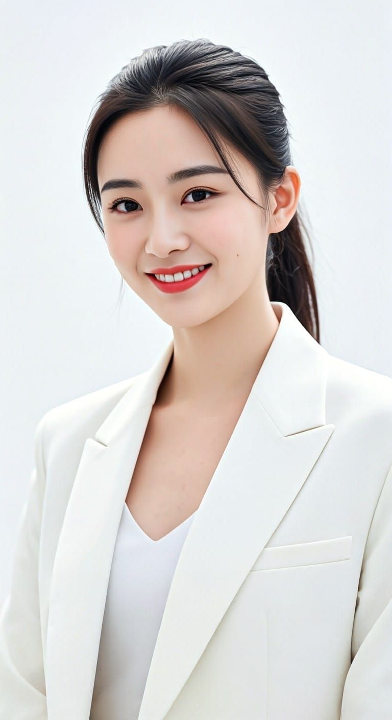 Elegant Young Woman in Formal Attire, Photorealistic Portrai...