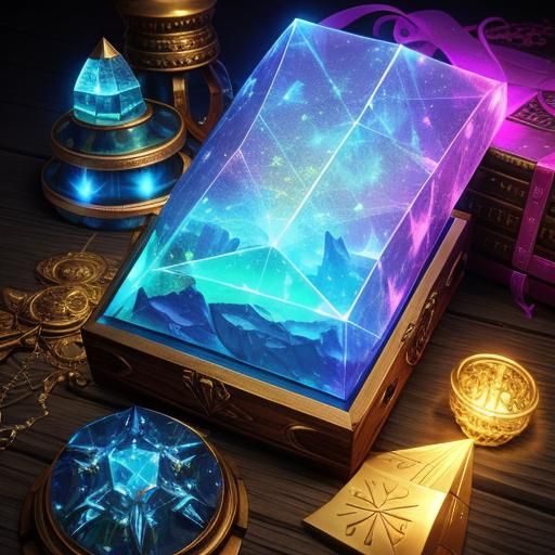 Crystalline 3D Treasure Map with Glowing Details