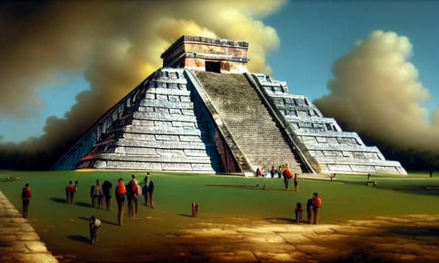 Chichen Itza: Surreal Art Nouveau Painting