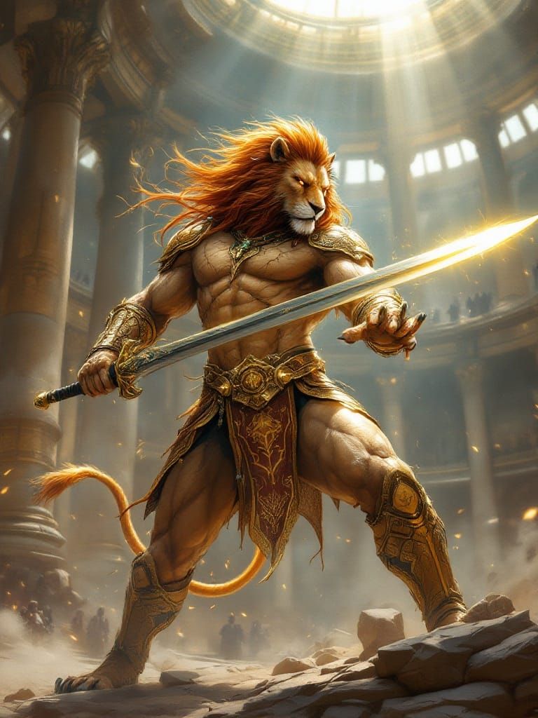 Epic Fantasy Duelist in Gilded Armor