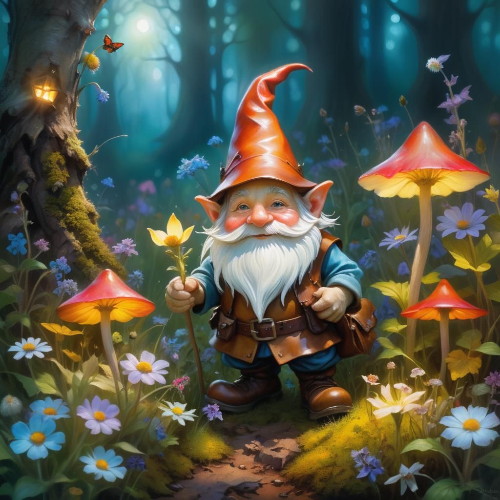 Gnome in Wildflower Meadow: Fantasy Realism Portrait