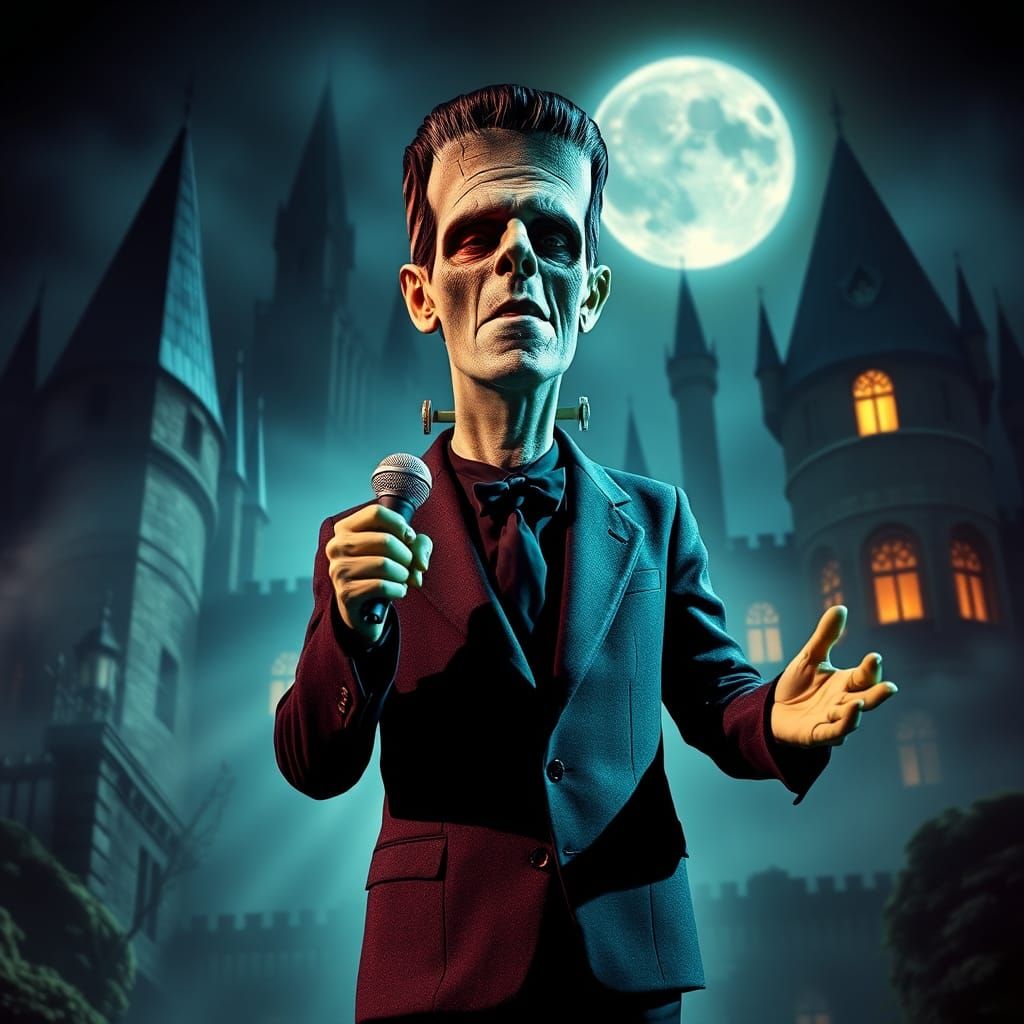 Frankenstein Singer in Spooky Castle, Monster Movie Style