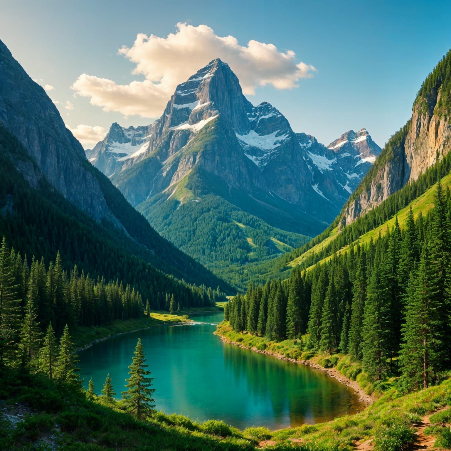 Majestic Mountain Landscape as Digital Art