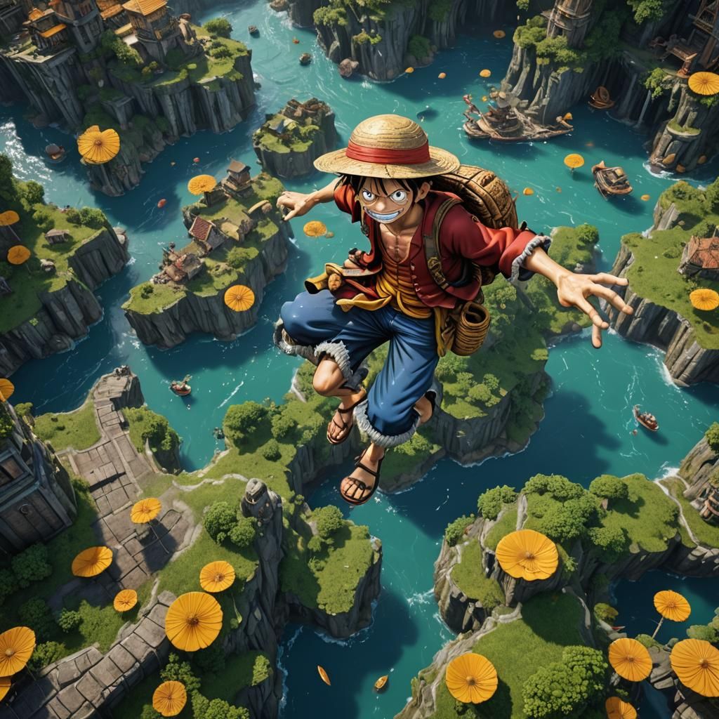 Detailed Matte Painting of Luffy in Deep Color