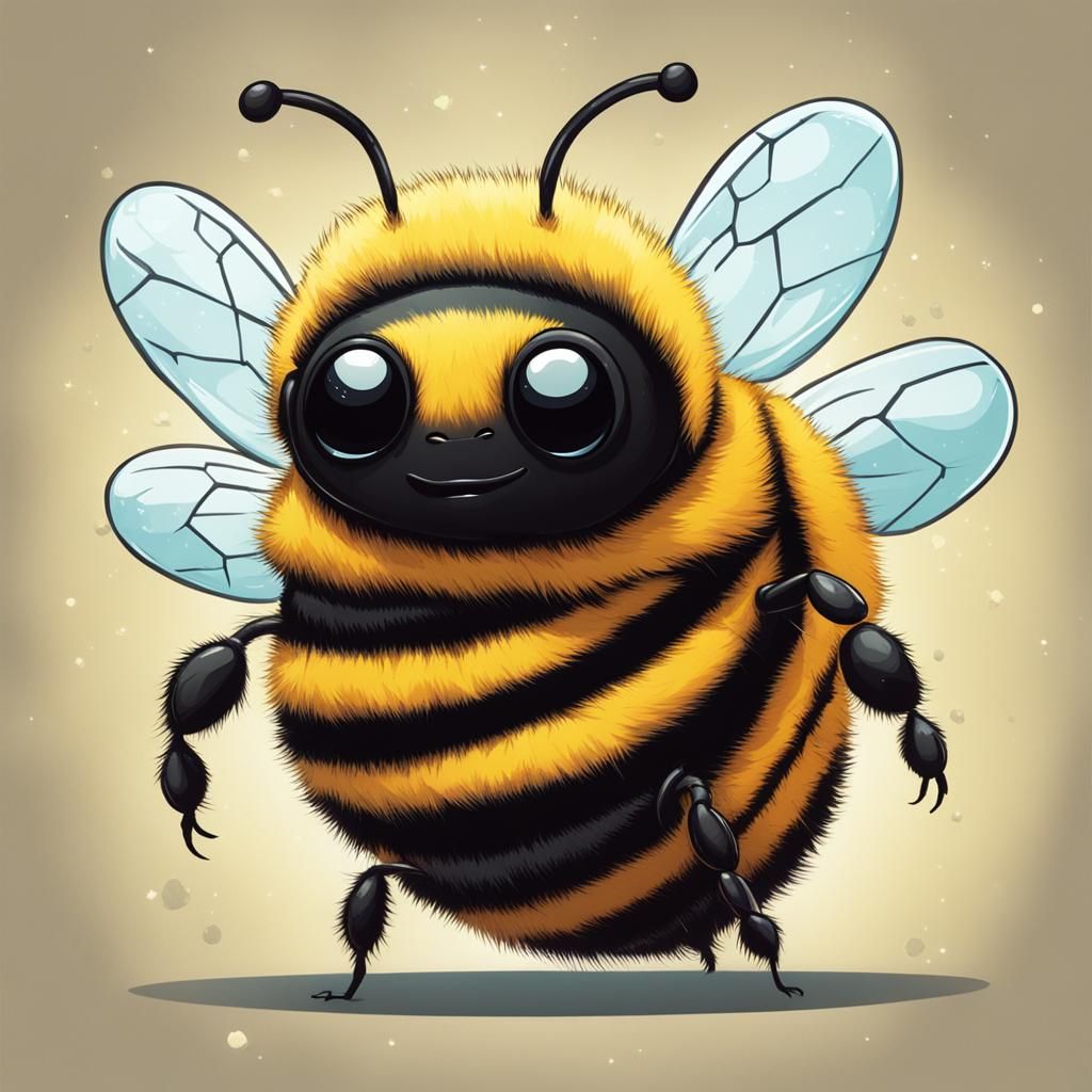 cute fuzzy bee, the word "buzz buzz!" in a speech bubble