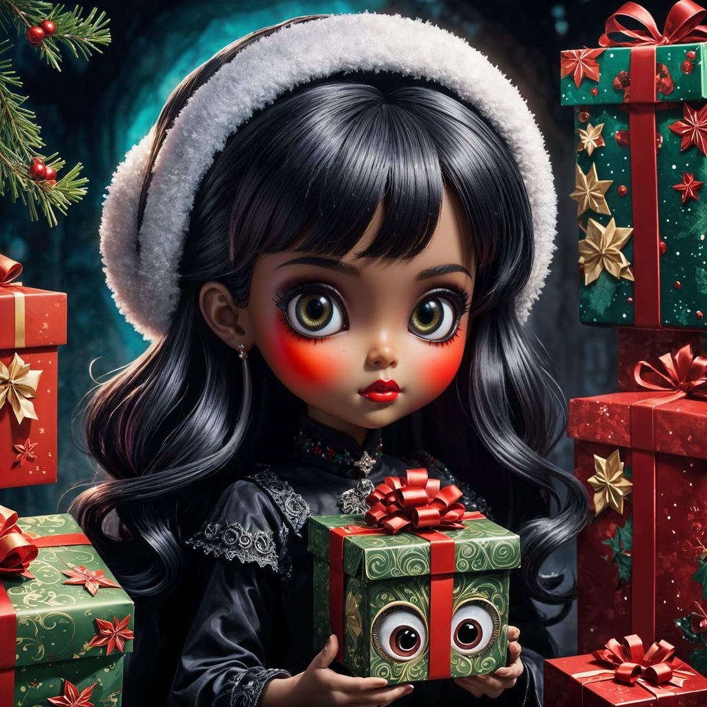 Haunted Doll Stares from Christmas Gift Box