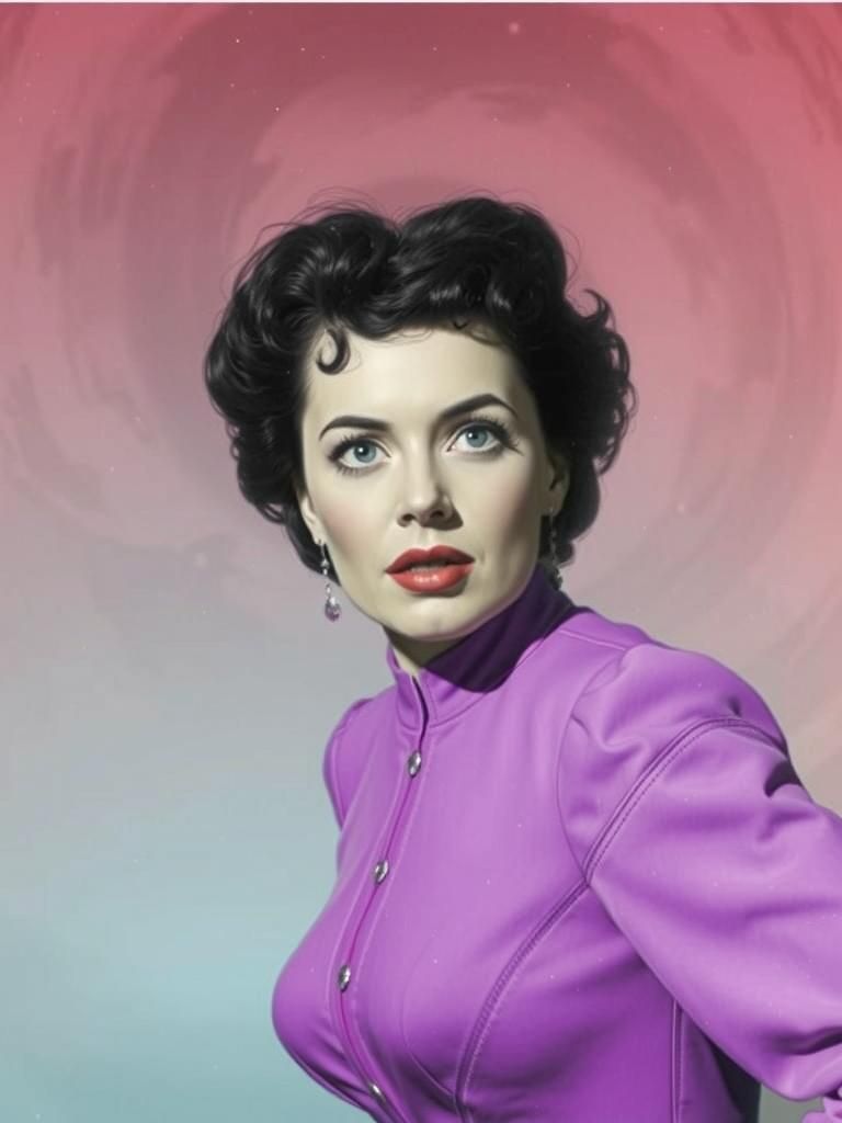 1950s Sci-Fi Heroine and Cosmic Vortex