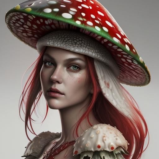 Hyperrealistic Amanita Muscaria Portrait