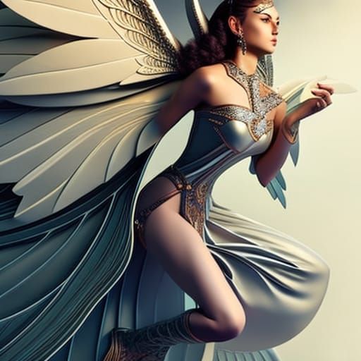 Etherworld Fairy with Opalescent Wings, Hyperrealistic Giclé...