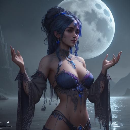 Detailed Gypsy Moon Fantasy Concept Art