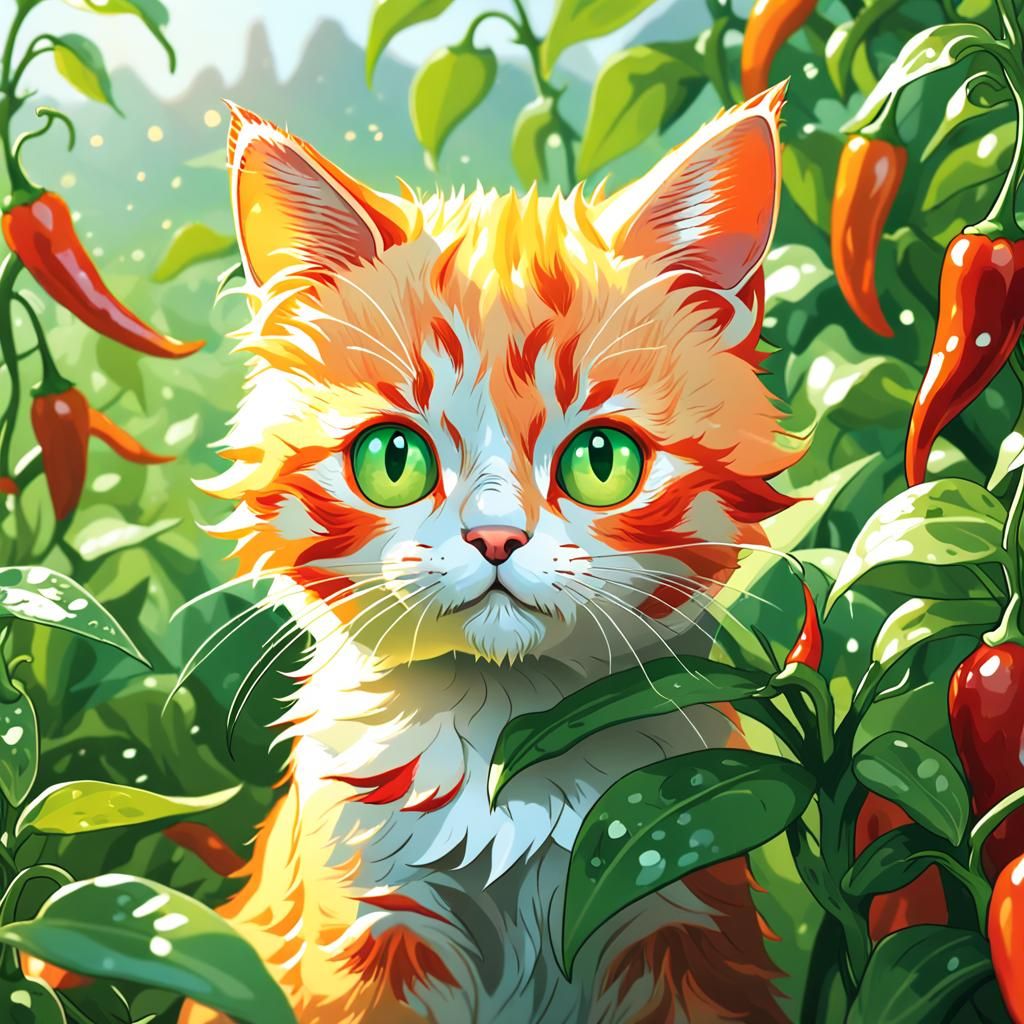 Kitten & peppers 🐈🌶️