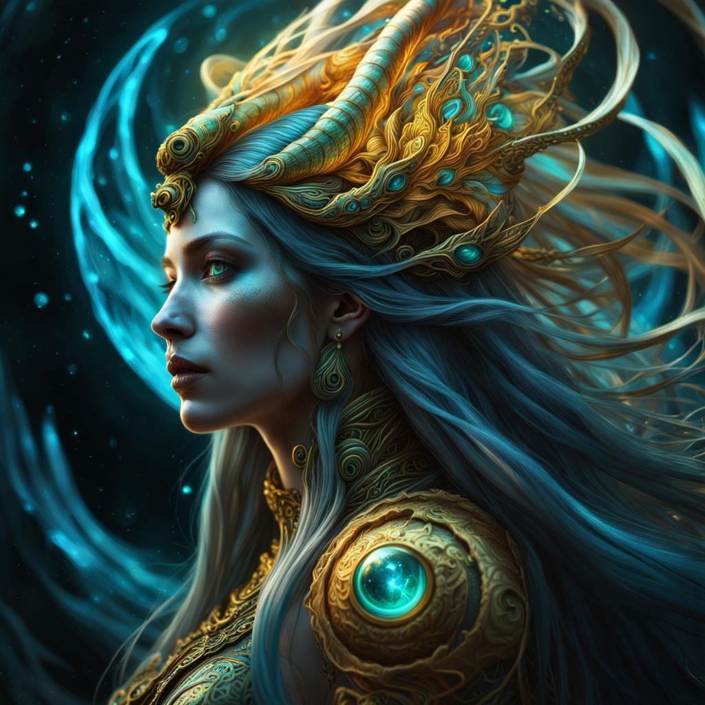 Bioluminescent Fantasy Sorceress with Intricate Details