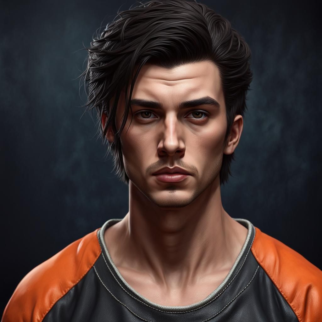 Hyperrealistic Portrait of a Young Man in Dungeon