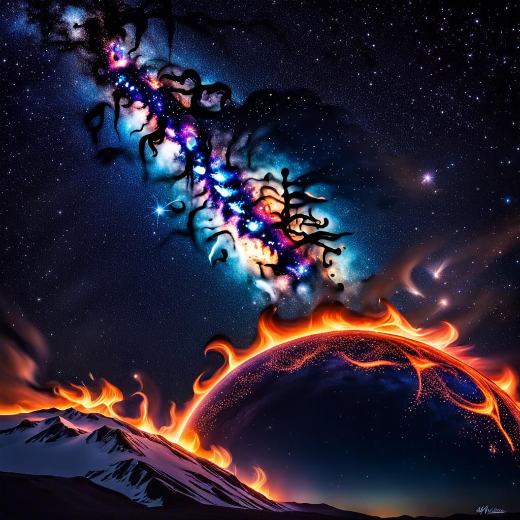 Passionate Flames Paint the Milky Way