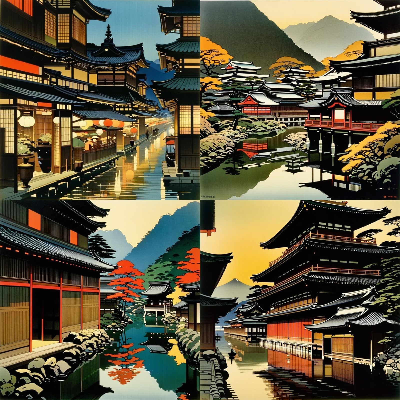 Landscape in Style of Japanese Woodblock Print