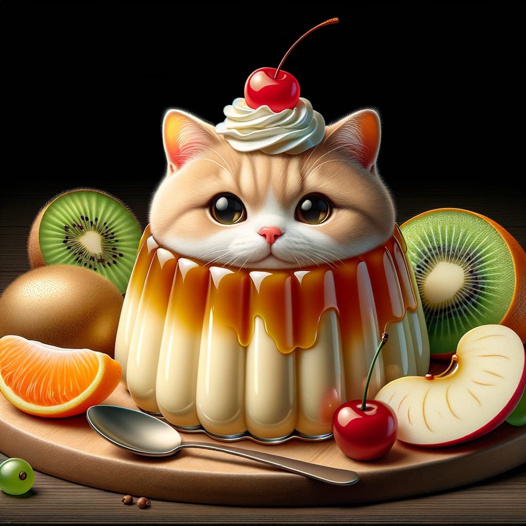 Cat as Japanese Pudding a la Mode
