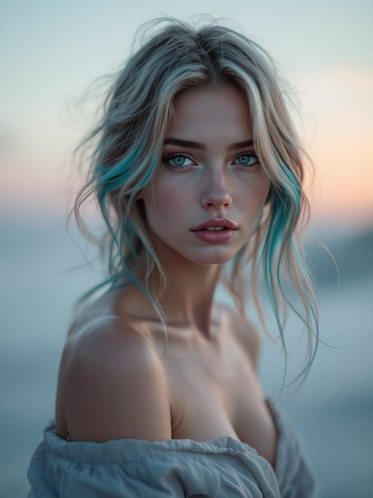 Blond Pin Up Woman in Liminal Twilight