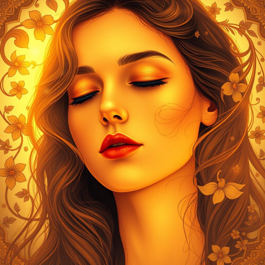 Ethereal Art Nouveau Portrait of a Serene Woman