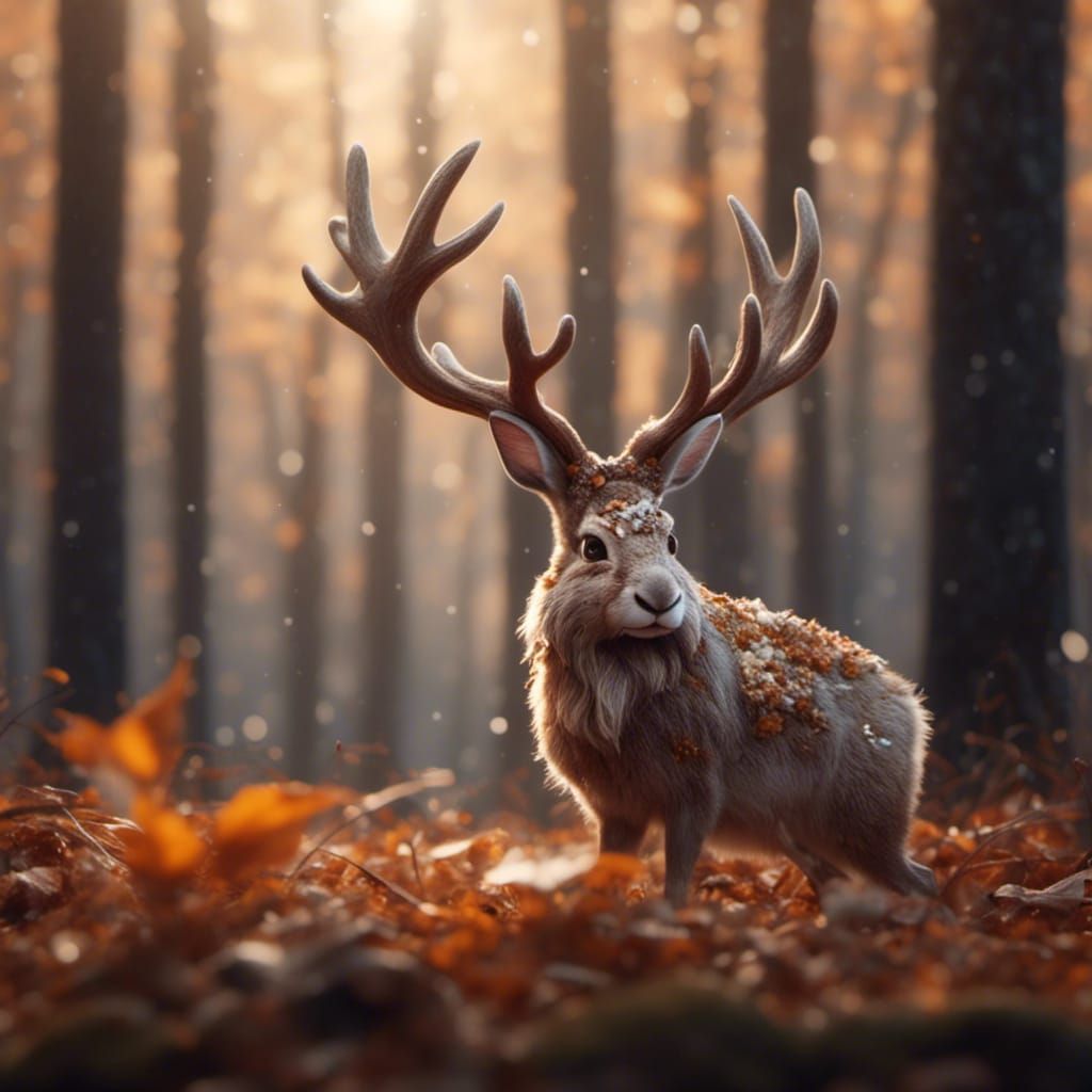 Jackalope Portrait in Autumn Woods