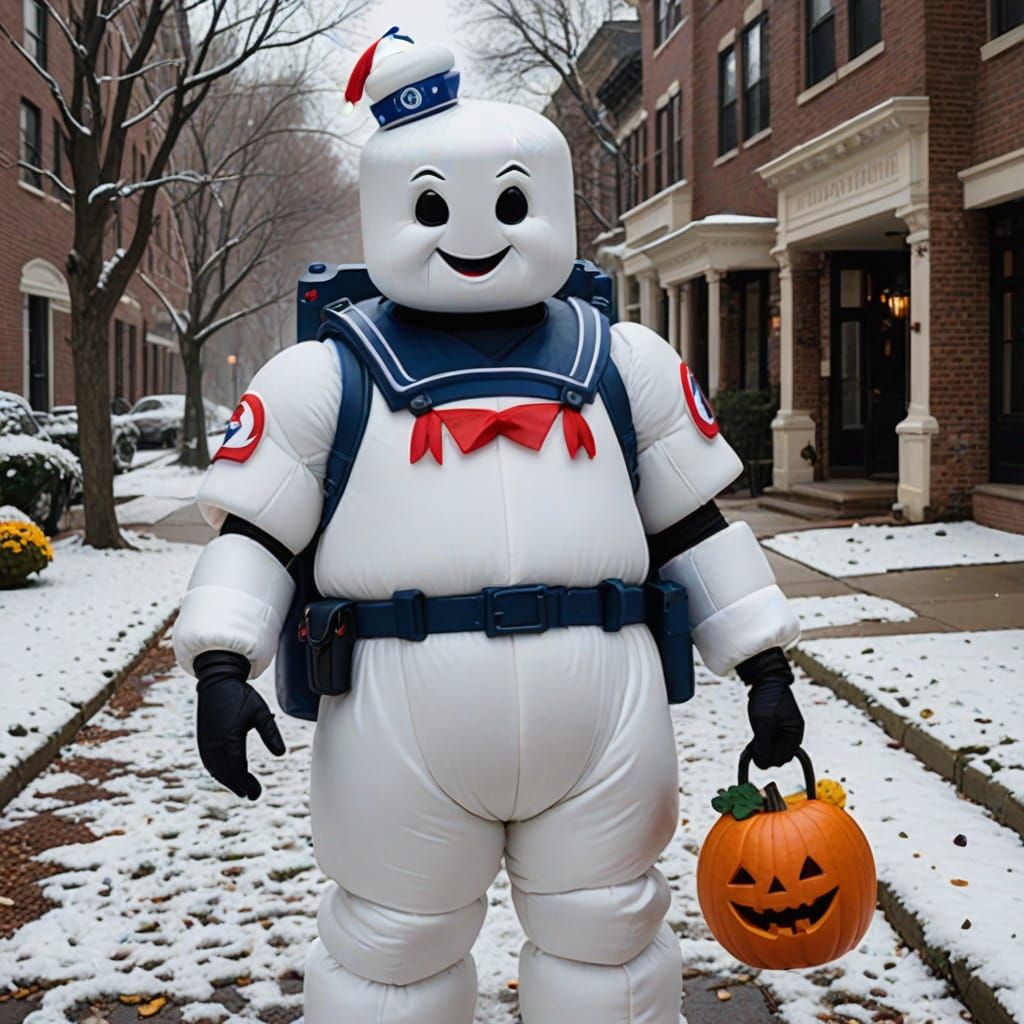 Stay Puft Marshmallow Man as Snow White for Halloween