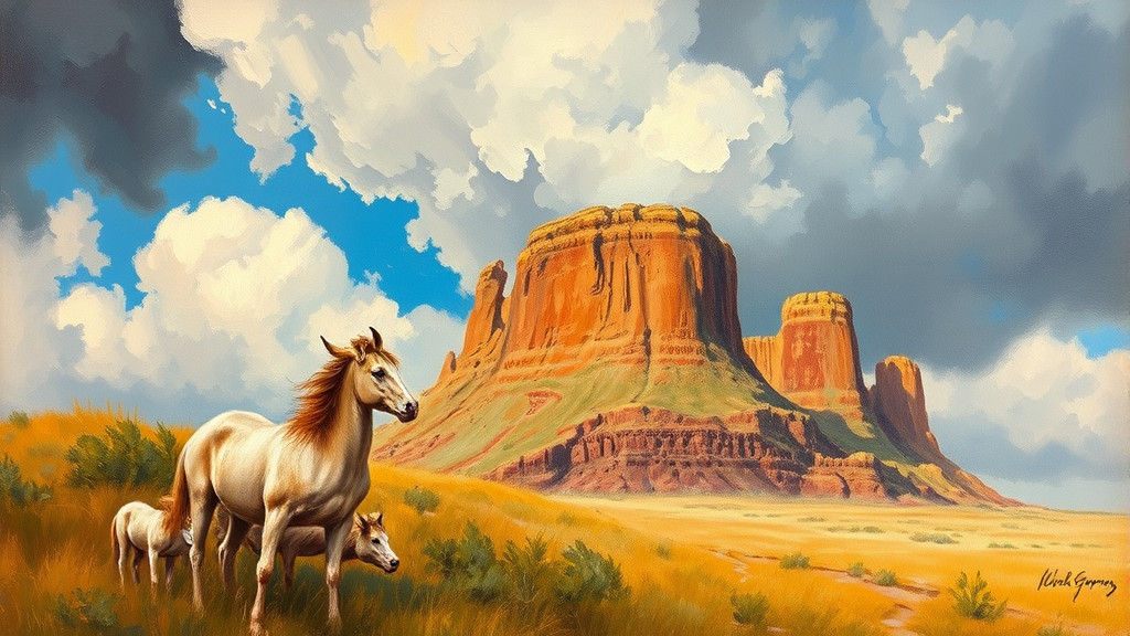 Abstract Oil Painting in James Gurney Style