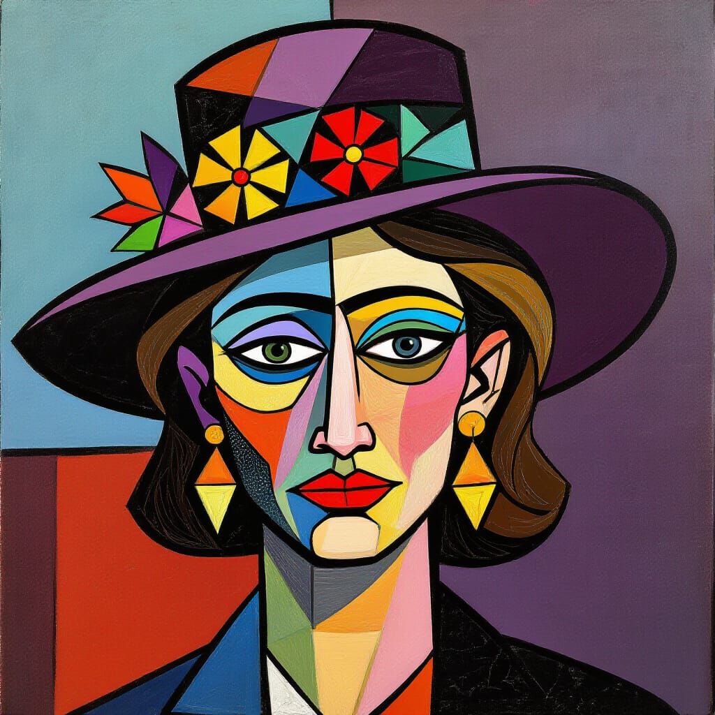 Cubist Portrait of a Woman in Picasso Style