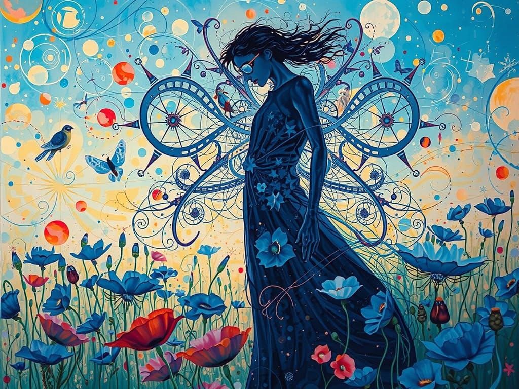 Surreal Spaceship Sails Through Sunset Galaxy in Glass Fores...