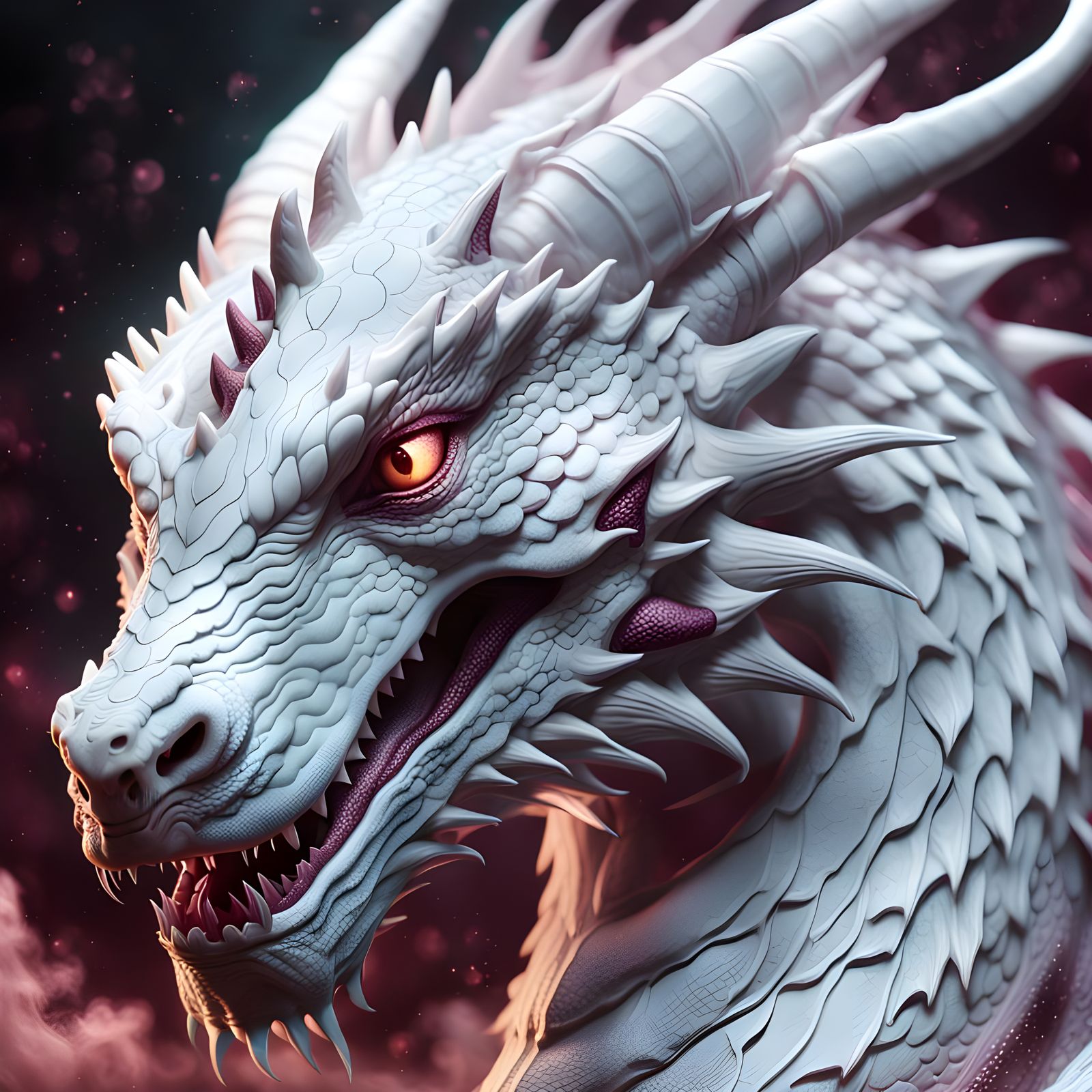 Enchanting White Dragon Angelcore Dreamlike Artwork