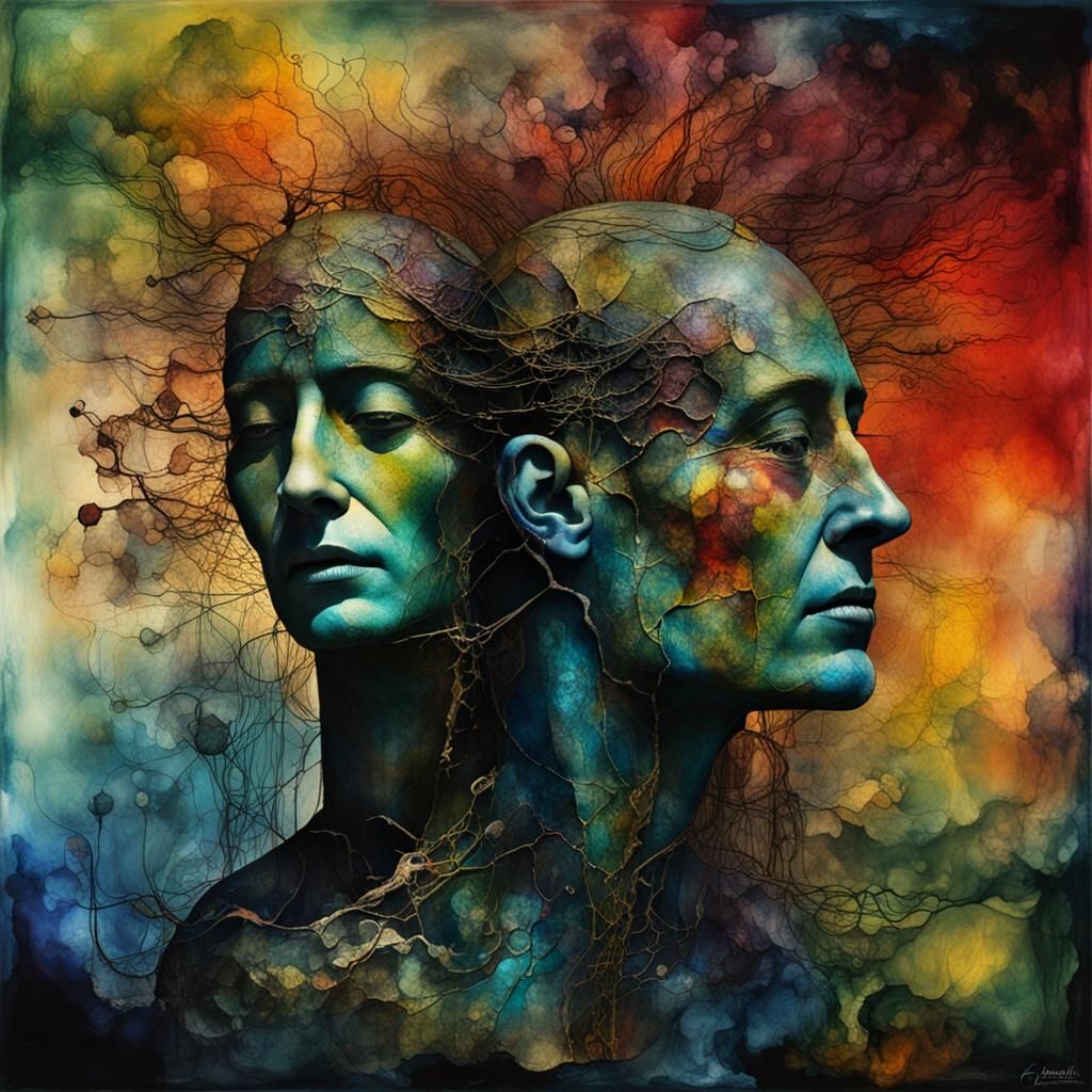 Mysterious Lovers in Gothic Surrealism, Digital Art