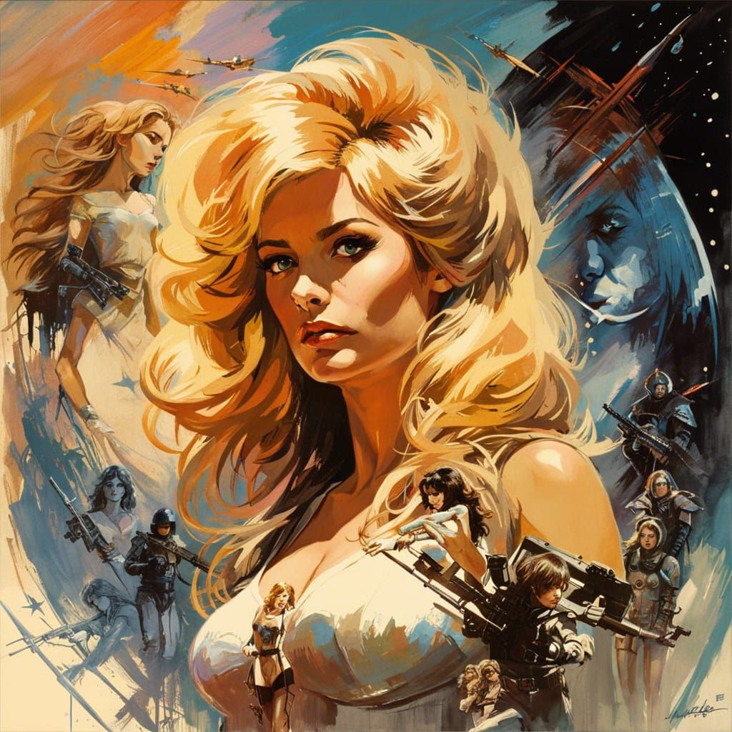 Barbarella Retro-Futurism Illustration in 60s Style