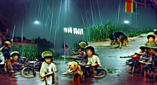 Children Play in Rainy Vietnam