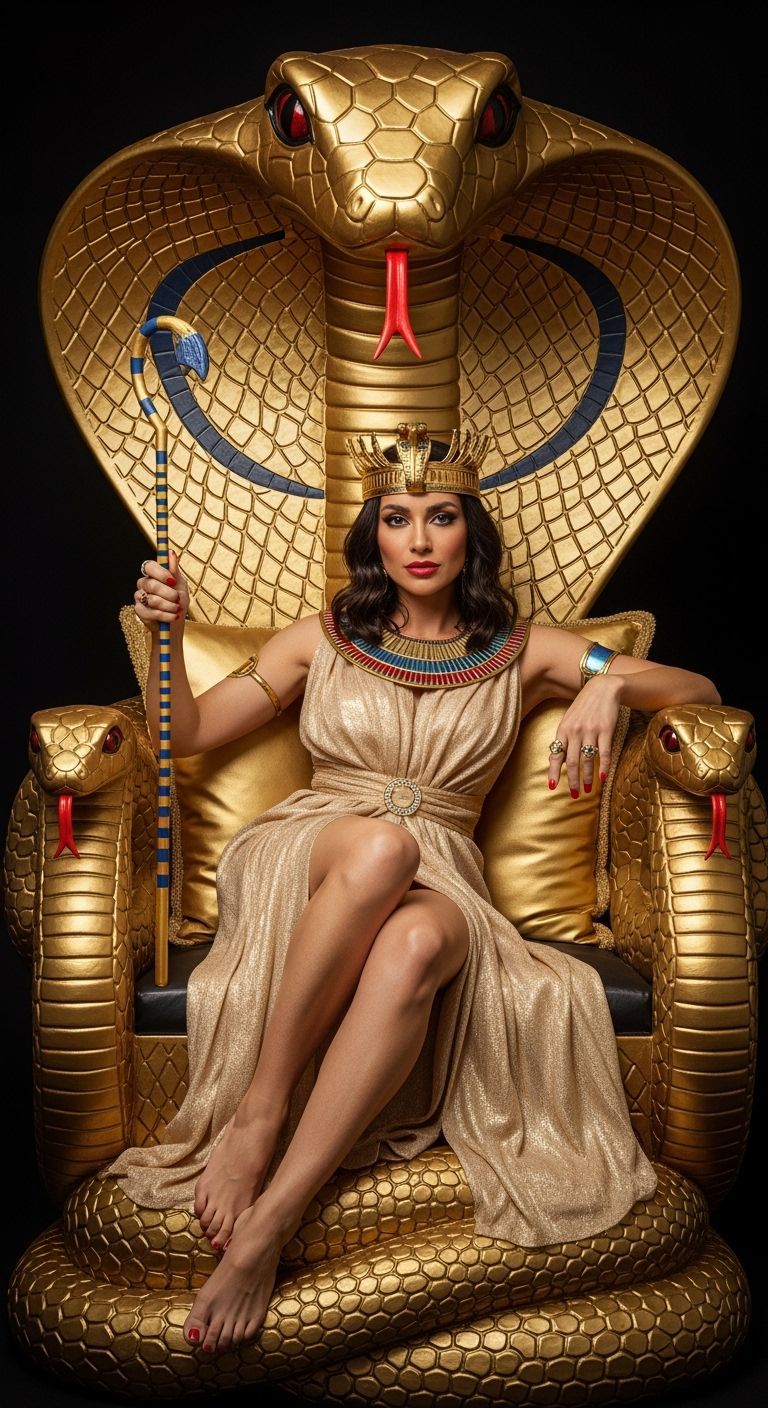 Egyptian Queen on Gold Throne, Professional Photography