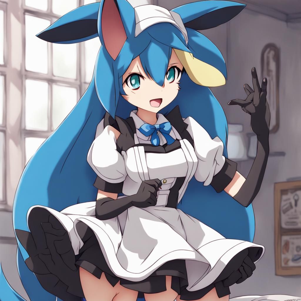 Anime Girl as Lucario in Maid Outfit