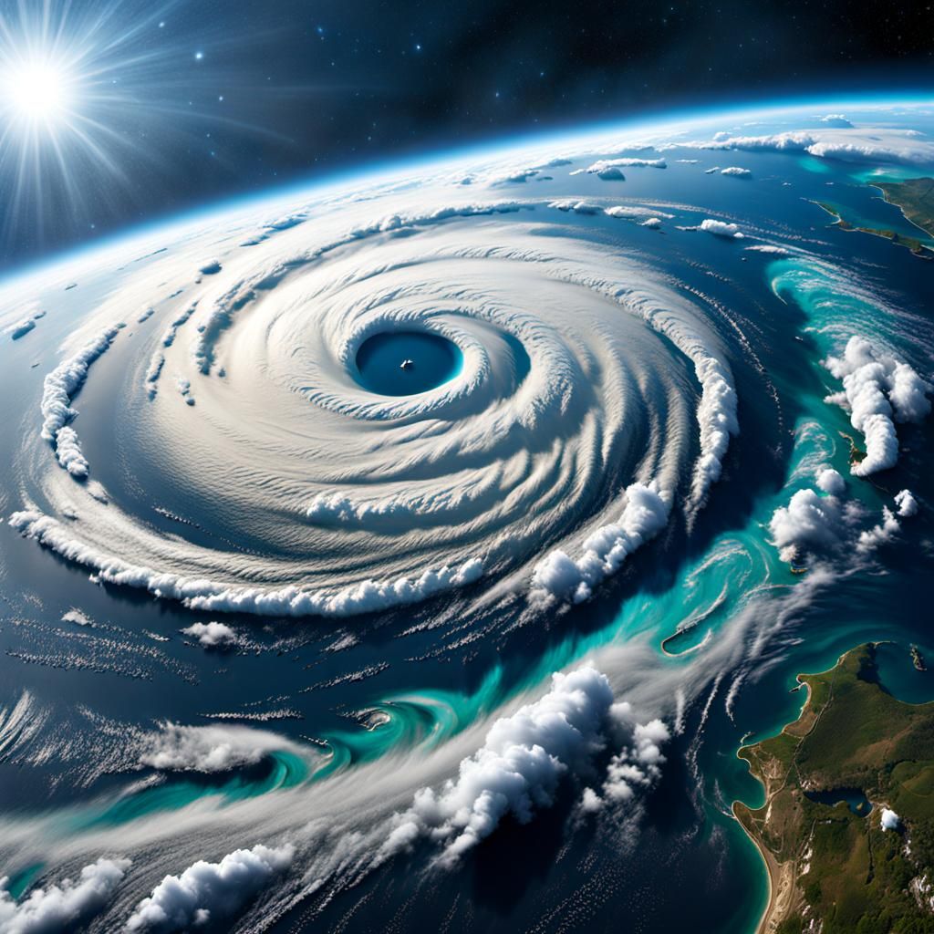 Hyperrealistic Hurricane From Space: Fantasy Concept Art