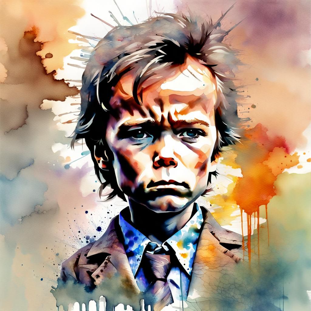 Chibi Clint Eastwood as Dirty Harry: Watercolor Art