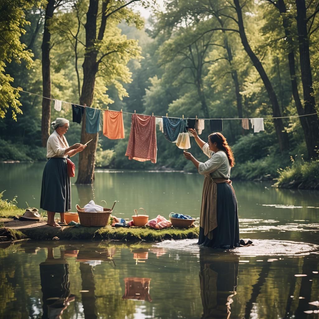 Women Washing Clothes: Surreal Professional Photography