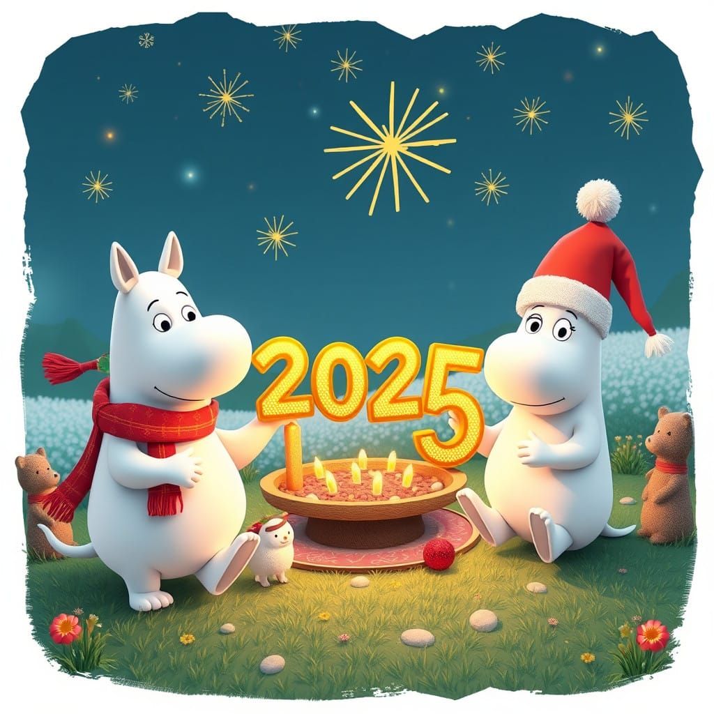 Surreal 3D Moomin Characters Ring in New Year 2025