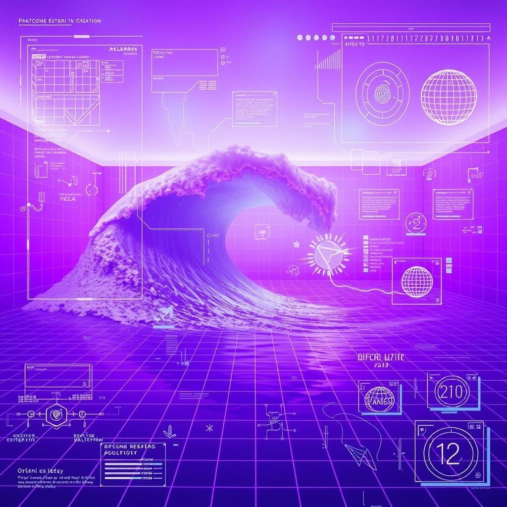 Surreal Purple Electric Ocean Wave in Liminal Pool